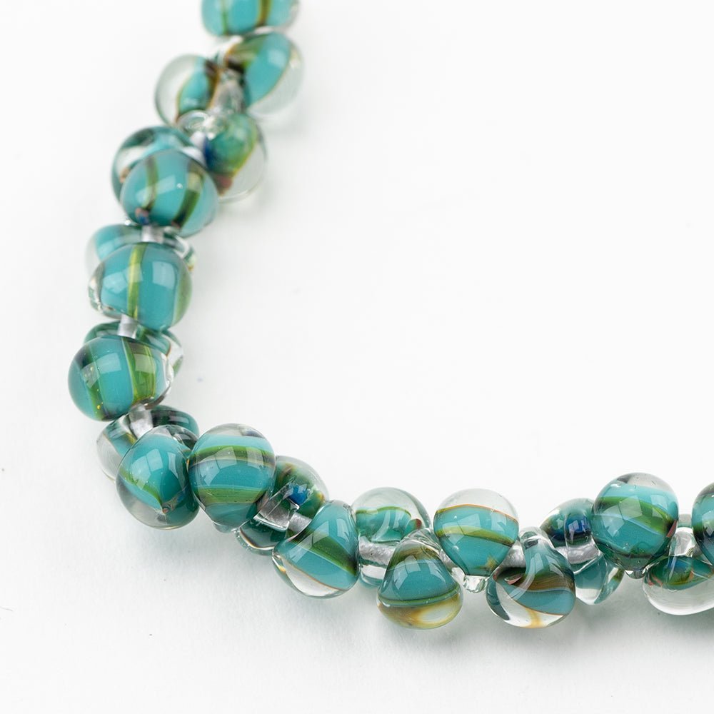Teardrop Beads - Mini - Green Exotic Aqua - Handmade Glass Beads - Unicorne Beads