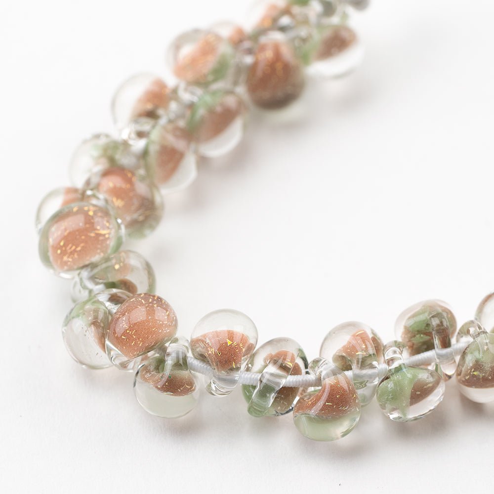 Teardrop Beads - Mini - Strawberry Cream - Handmade Glass Beads - Unicorne Beads