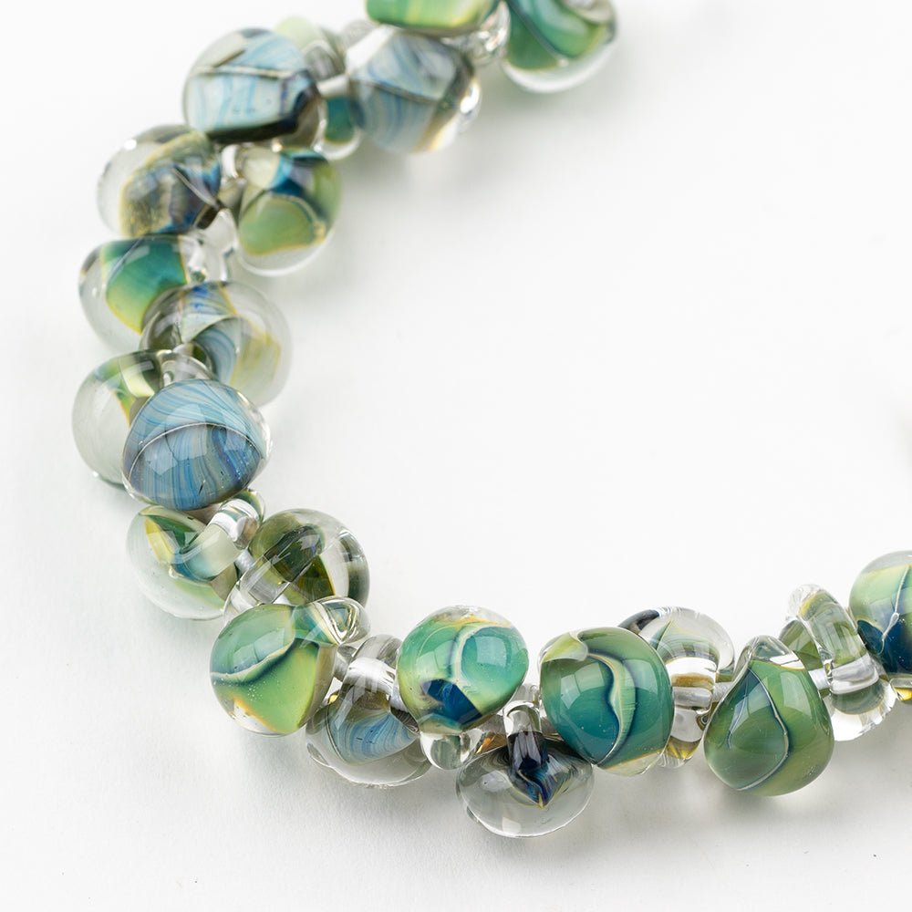 Teardrop Beads - Multi Forest - Handmade Glass Beads - Unicorne Beads