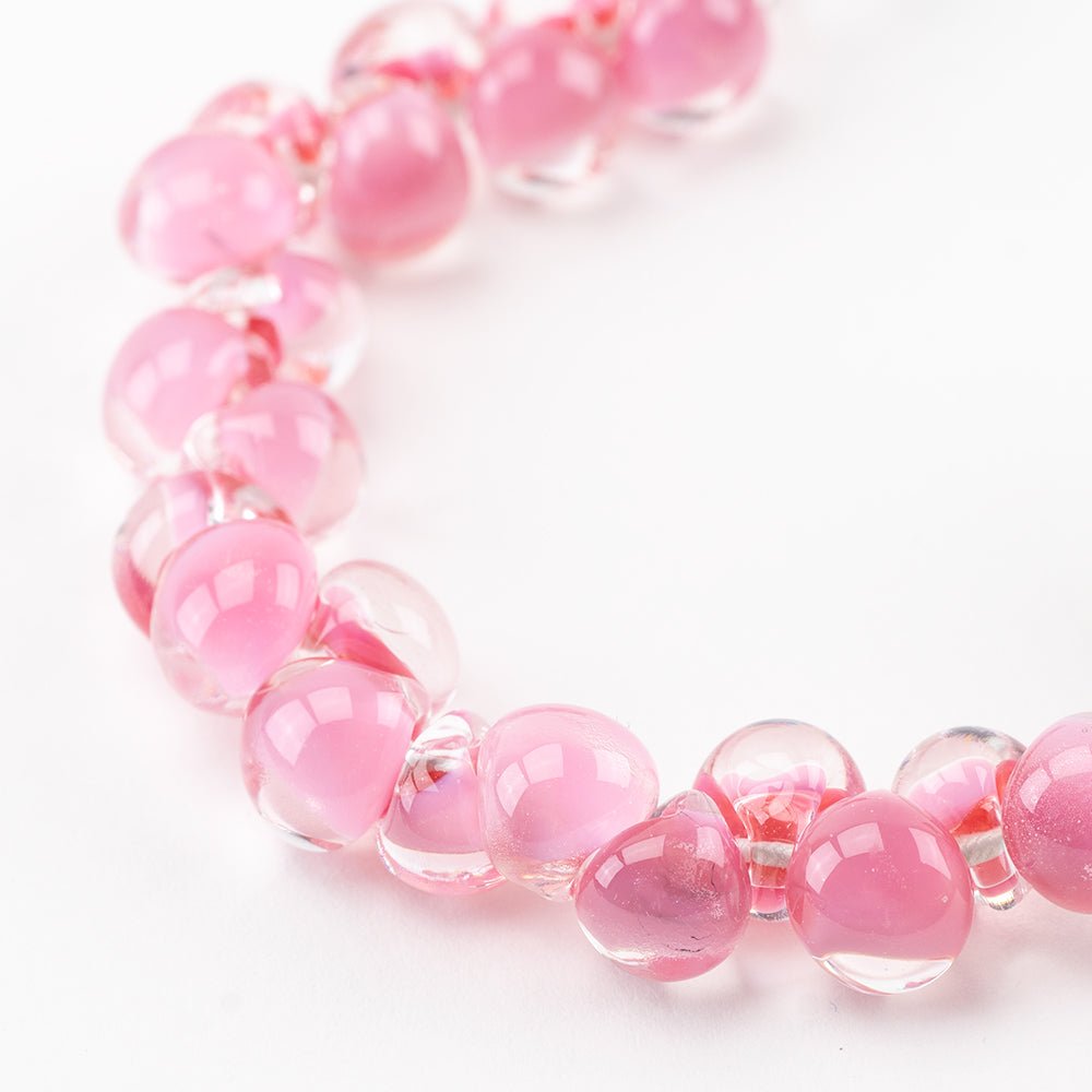 Teardrop Beads - Pink Rose - Premium Glass Beads - Unicorne Beads