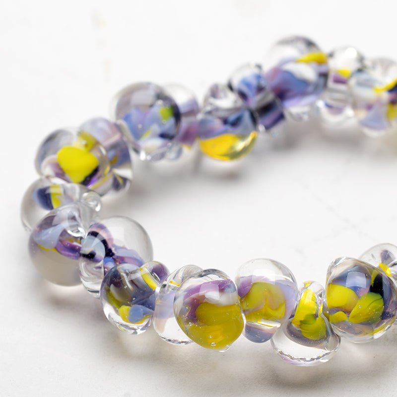 Teardrop Beads - Purple Daisy - Handmade Glass Beads - Unicorne Beads