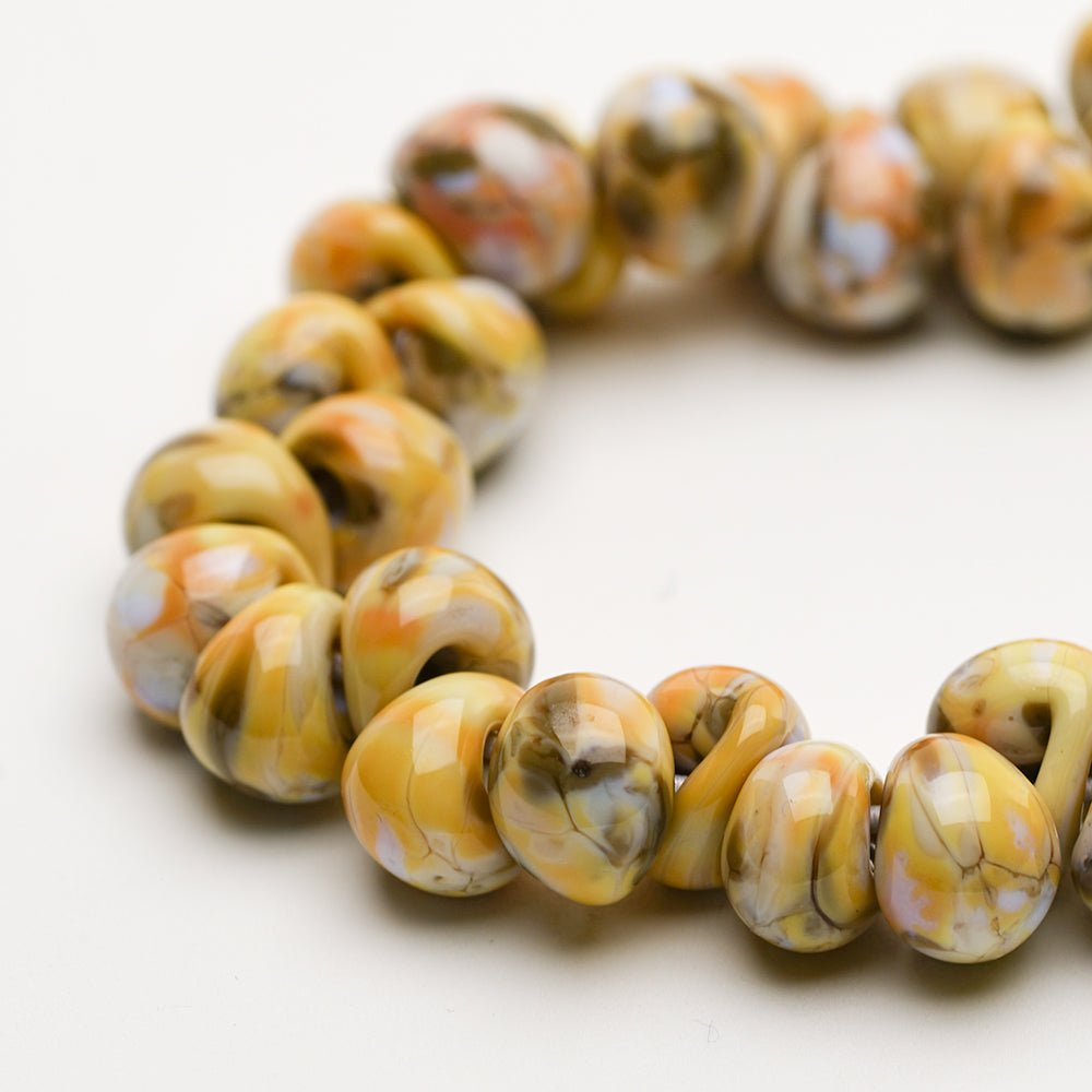 Teardrop Beads - Stoney - Handmade Glass Beads - Unicorne Beads