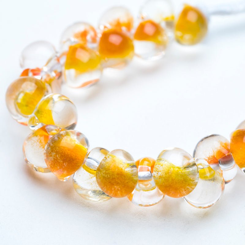 Teardrop Beads - Sunkist - Handmade Glass Beads - Unicorne Beads