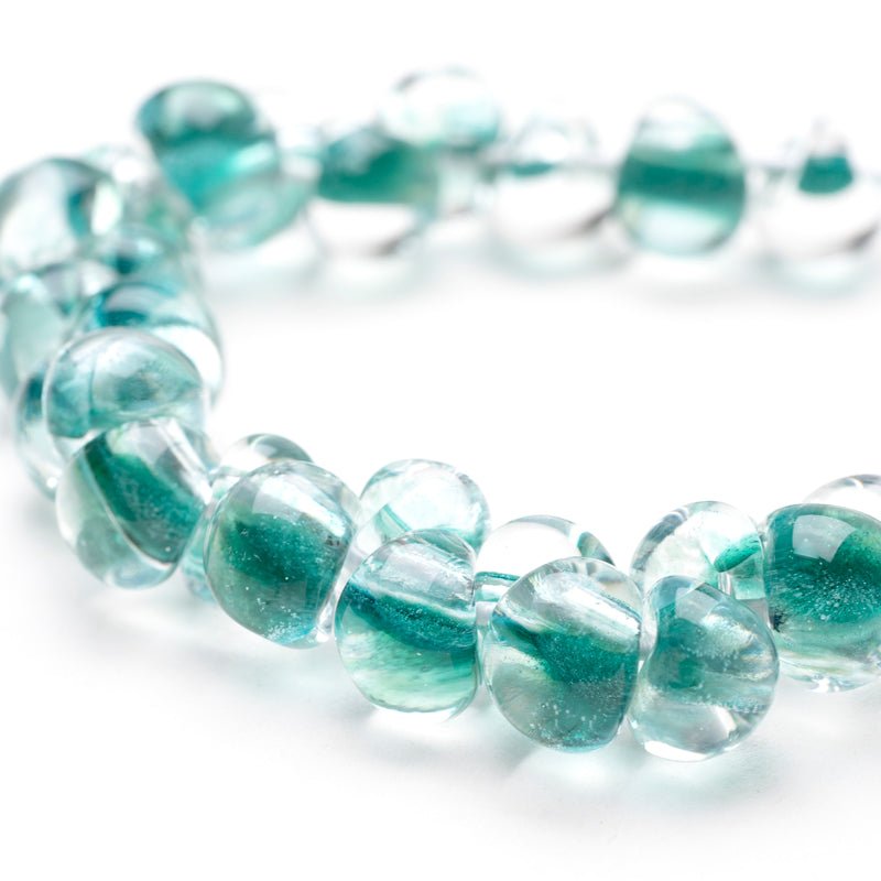 Teardrop Beads - Whirlpool - Handmade Glass Beads - Unicorne Beads