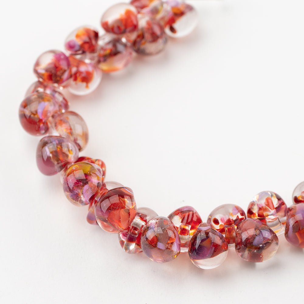 Teardrop - Exotic Series - Zinnia - Handmade Glass Beads - Unicorne Beads