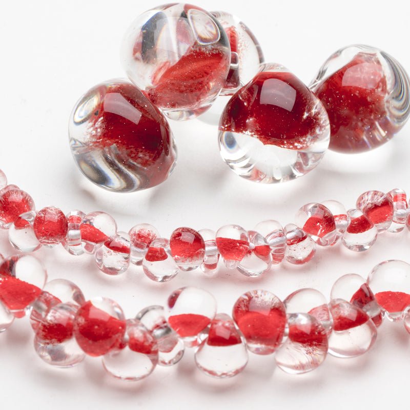 Teardrop Grouping - Firecracker (3 Strands) - Handmade Glass Beads - Unicorne Beads