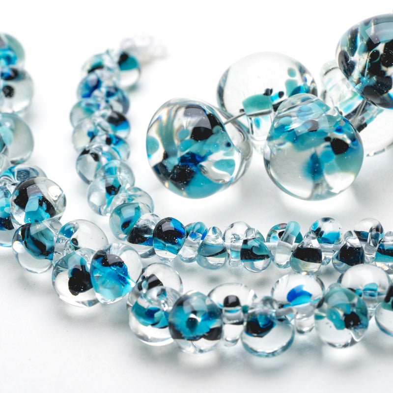 Teardrop Grouping - Marine (3 Strands) - Handmade Glass Beads - Unicorne Beads