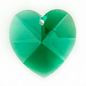 Heart  - 18 x 17.5 mm-Emerald (1 pc)